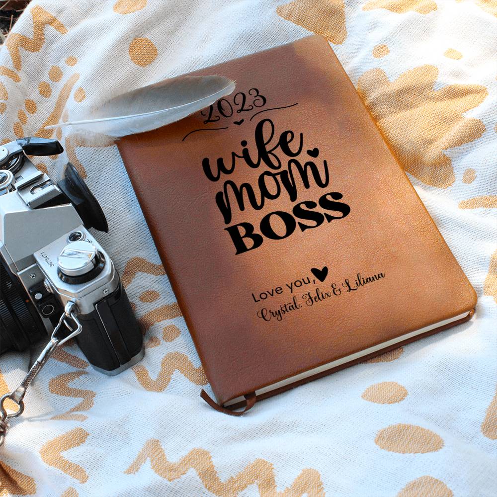 Wife Mom Boss Vegan Leather Journal Notebook
