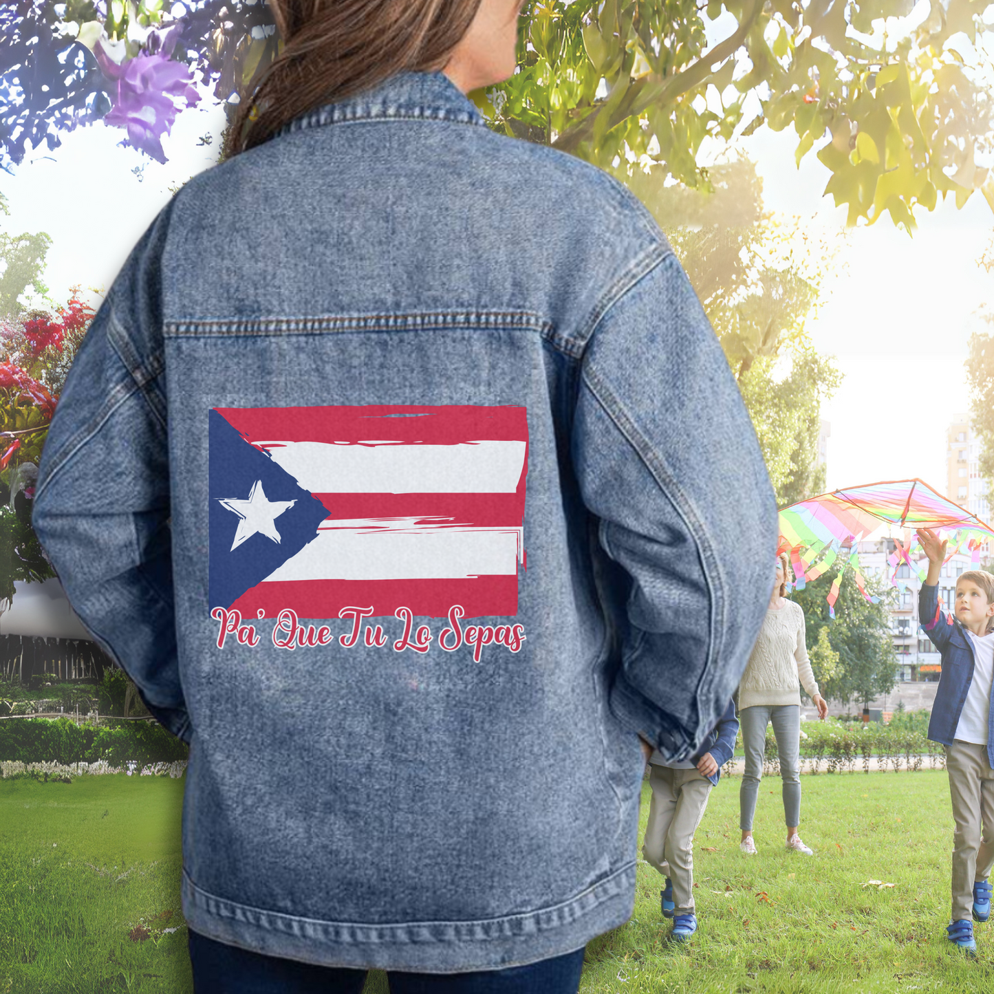 Pa Que Tu Lo Sepas Puerto Rico Flag Denim Jacket