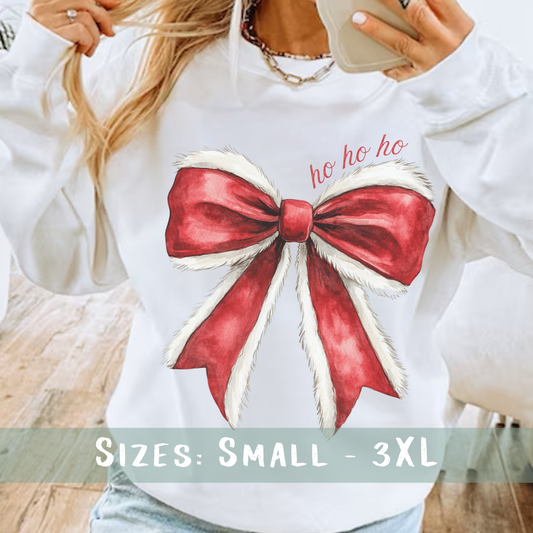 Christmas Ho Ho Ho Bow T-shirt and Sweatshirt