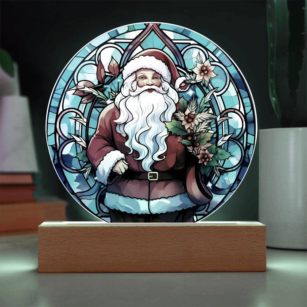 Stained Glass Style Santa Acrylic Plaque