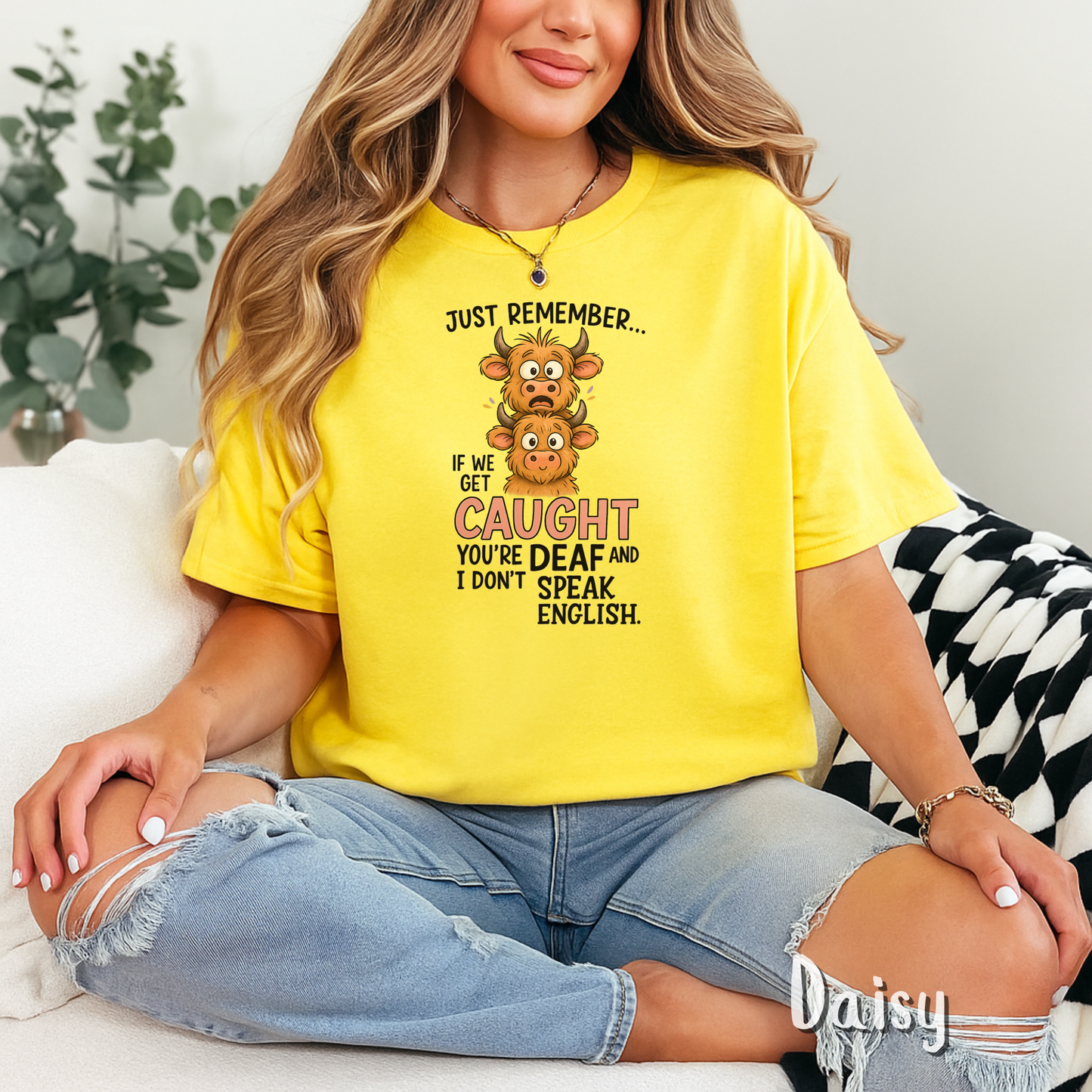 Funny Cow Shirt – If We Get Caught You're Deaf Tee and Tote Bag – Sarcastic Unisex T-Shirt for Best Friends & Cow Lovers, Funny Animal Tee