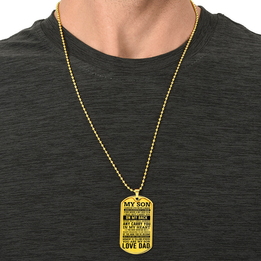Custom Engraved To Son Love Dad Dog Tag Keychain and Necklace