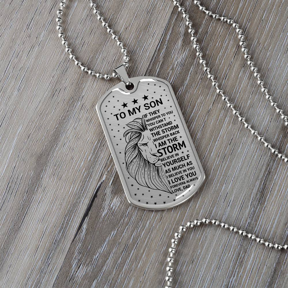 Custom Engraved Son Dog Tag Necklace and Keychain