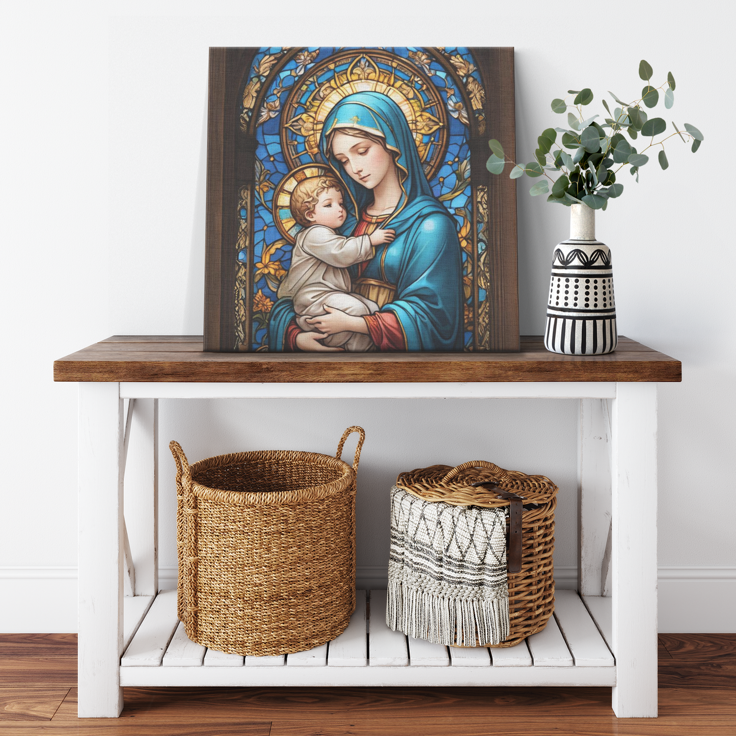 Virgin Mary & Baby Jesus Canvas Wall Art