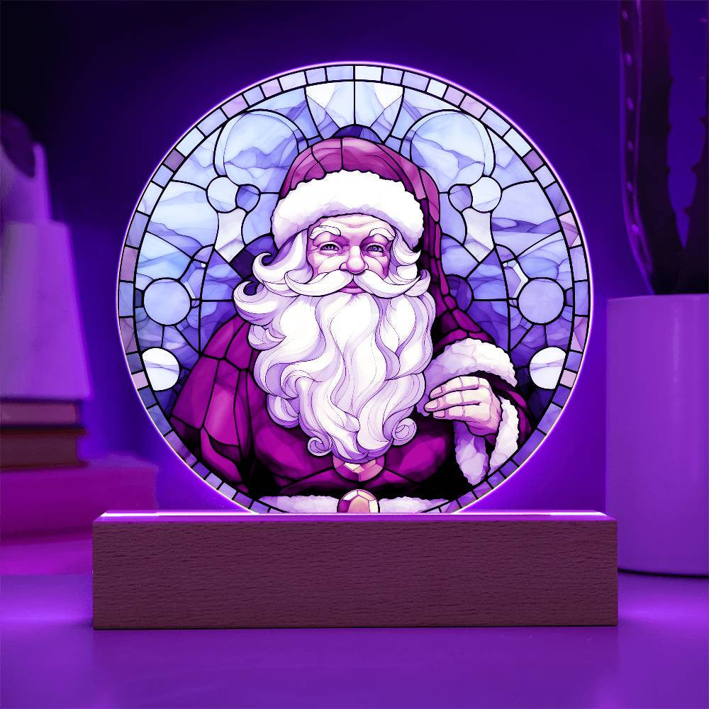 Santa Stained Glass Style LED Night Light