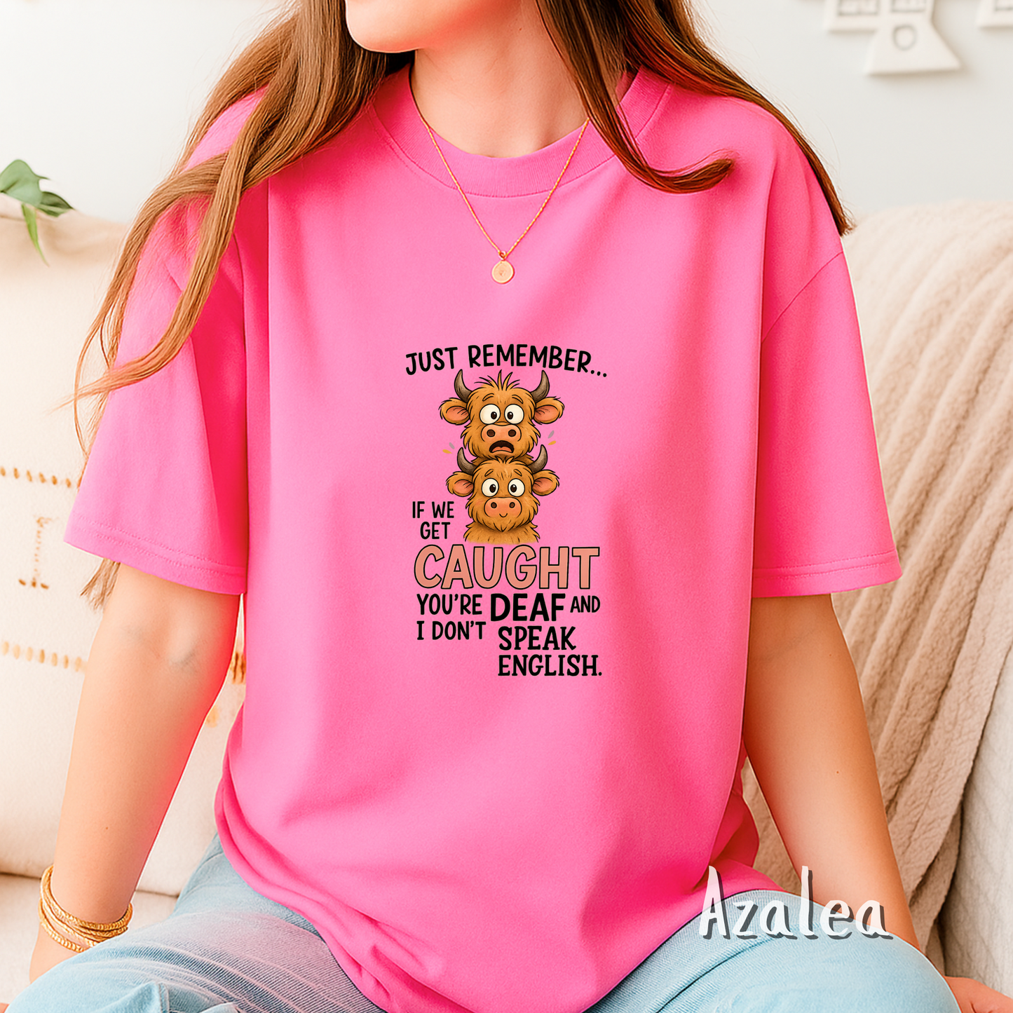 Funny Cow Shirt – If We Get Caught You're Deaf Tee and Tote Bag – Sarcastic Unisex T-Shirt for Best Friends & Cow Lovers, Funny Animal Tee