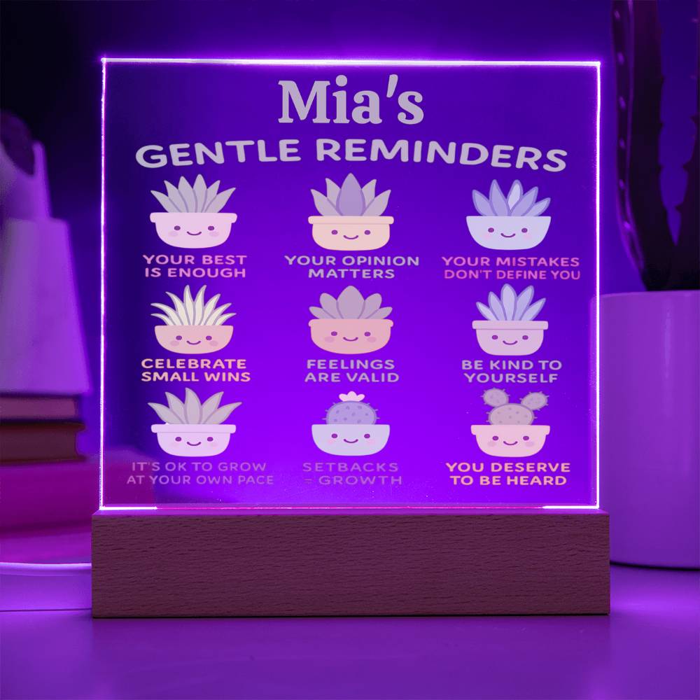 Gentle Reminders Acrylic Plaque, Mental Health Art, Self Love Reminders, Self compassion, Daily Motivation, Therapist Decor, Inspirational
