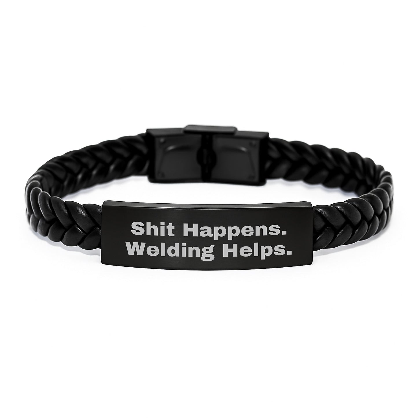Welding Gifts for Men from Friends - Funny Interlaced Leather Bracelet with Stainless Steel for Graduation - Image 1