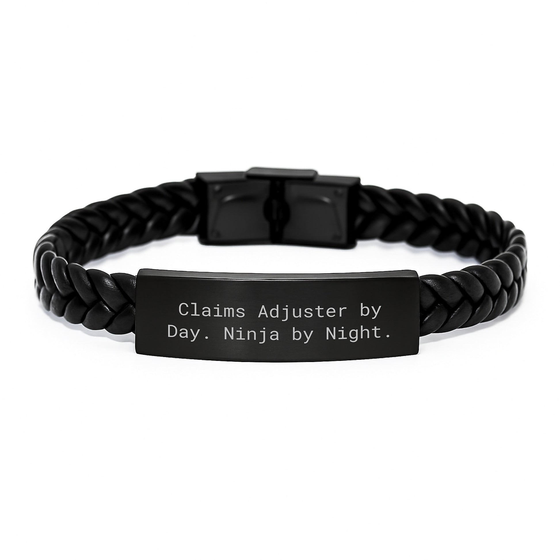 Claims Adjuster Ninja Gift, Interlaced Leather Bracelet by Day, Unique Birthday Unique Gifts from Friends, Gifts for Claims Adjuster Enthusiasts, Funny Quote - Image 1