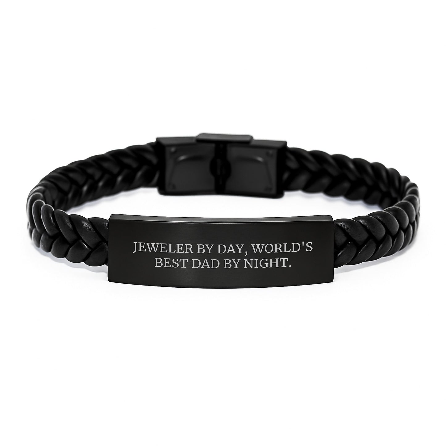 Jeweler By Day, World's Best Dad By Night. Interlaced Leather Bracel Gifts from Men to Jeweler Graduation Unique Jewelry - Image 1