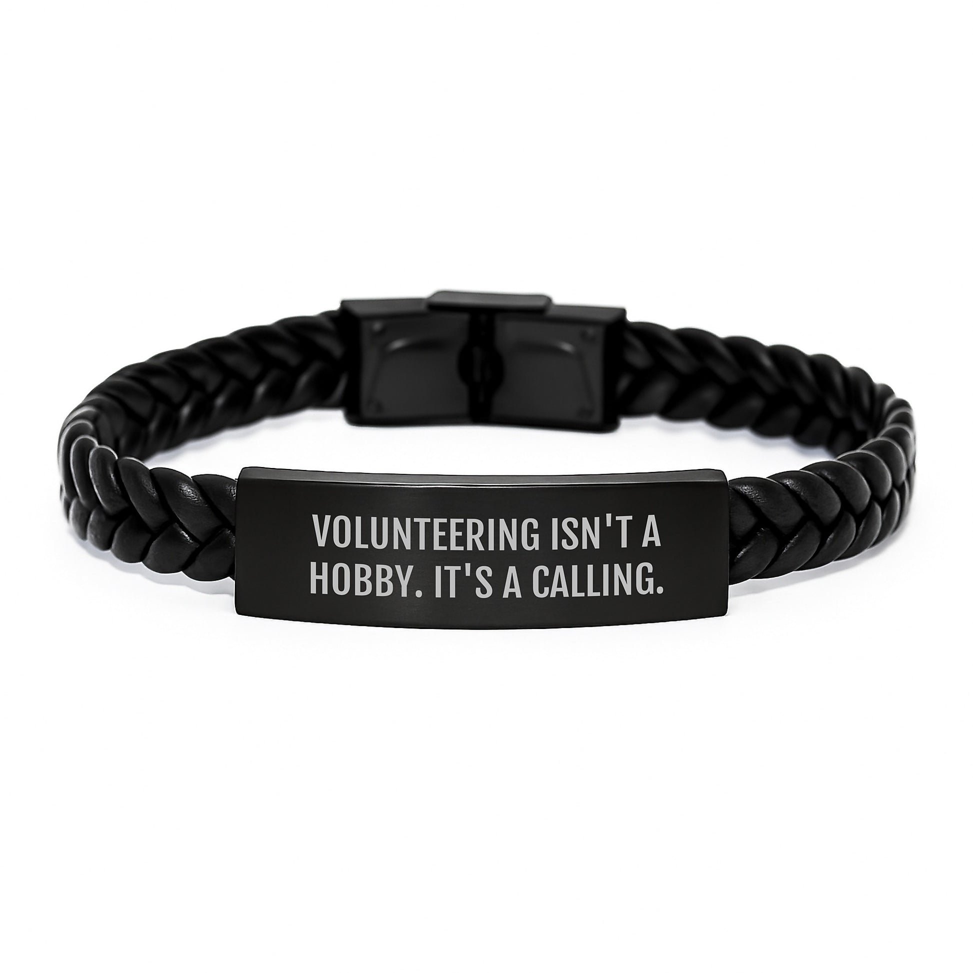 Volunteering Gifts from Friends - Inspiring Interlaced Leather Bracelet, Birthday Unique Presents for Volunteering Enthusiasts, 'Volunteering Isn't A Hobby. It's A Calling.' Quote - Image 1