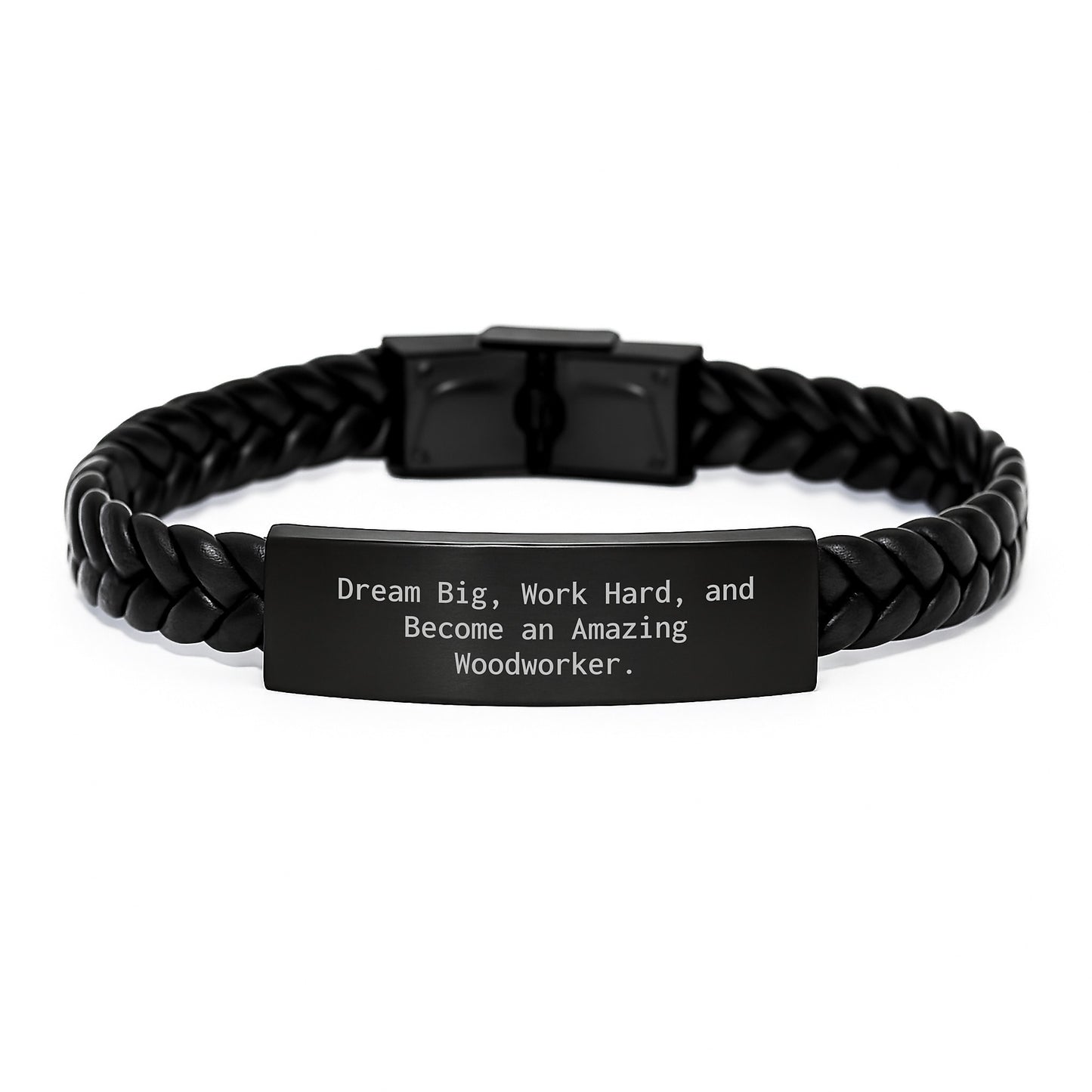 Woodworker Inspirational Gifts - Interlaced Leather Bracelet for Men Women Friends Family, Dream Big Work Hard and Become Amazing, Graduation Unique Gifts from Friends - Image 1