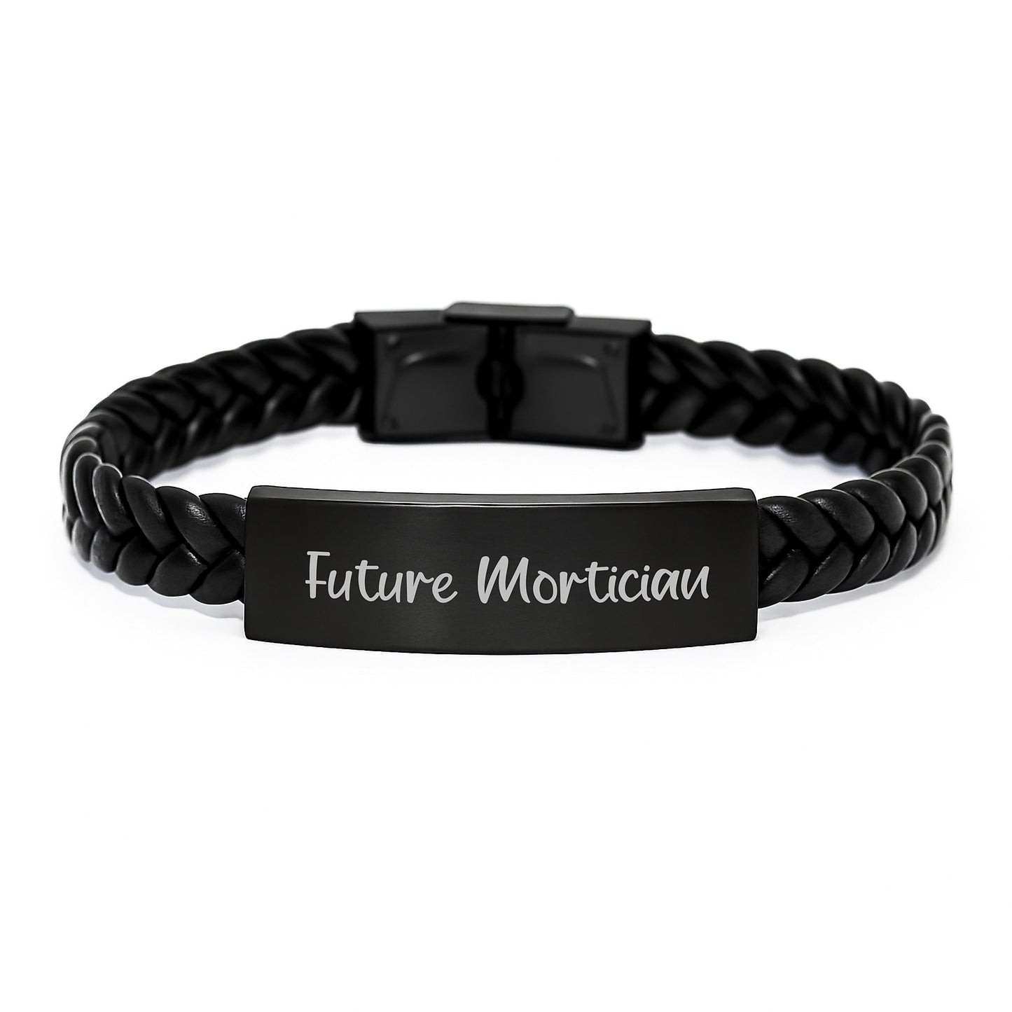 Mortician Gifts, Future Mortician Quote, Interlaced Leather Bracelet, Graduation Unique Gifts from Friends, Gifts for Mortician - Image 1
