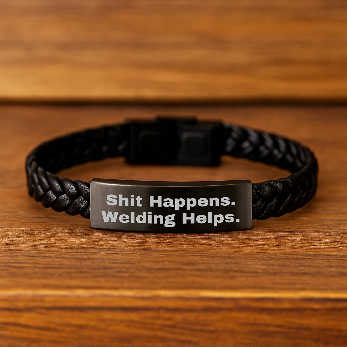 Welding Gifts for Men from Friends - Funny Interlaced Leather Bracelet with Stainless Steel for Graduation - Image 2