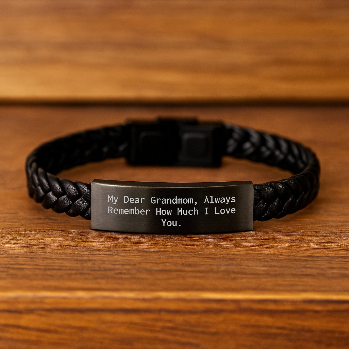 A Heartfelt Grandmom Gift, Interlaced Leather Bracelet with Engraved Stainless Steel, Perfect for Christmas Unique Gifts from Family to Grandmom - Image 2