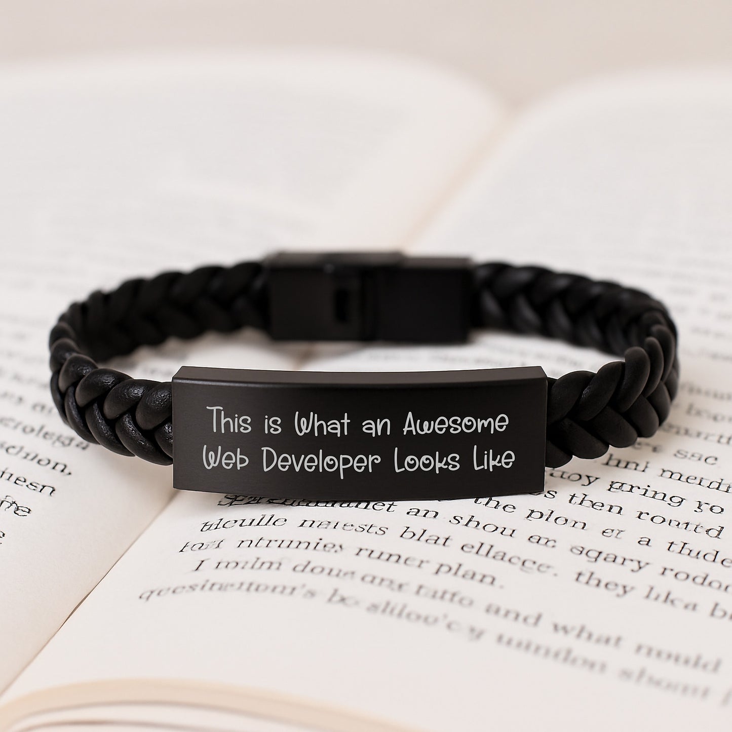 Funny Web Developer Gifts from Friends - Interlaced Leather Bracelet for Men, Web Developer Christmas Unique Gifts - Image 3