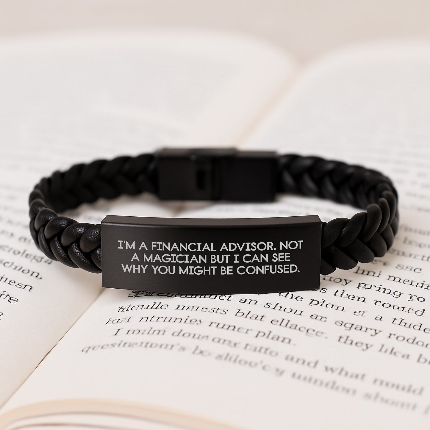 Funny Financial Advisor Gifts from Friends to Graduation Interlaced Leather Wristband, I'm A Financial Advisor. Not A Magician... - Image 3