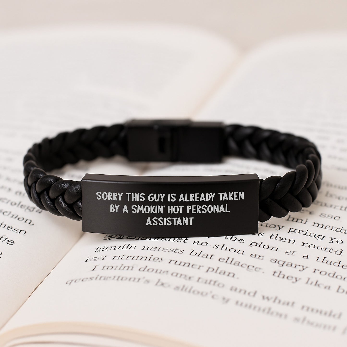 Funny Personal Assistant Gifts, Sorry This Guy Is Already Taken By A Smokin' Hot Interlaced Leather Bracelet for Birthday Men Gifts from Family - Image 3