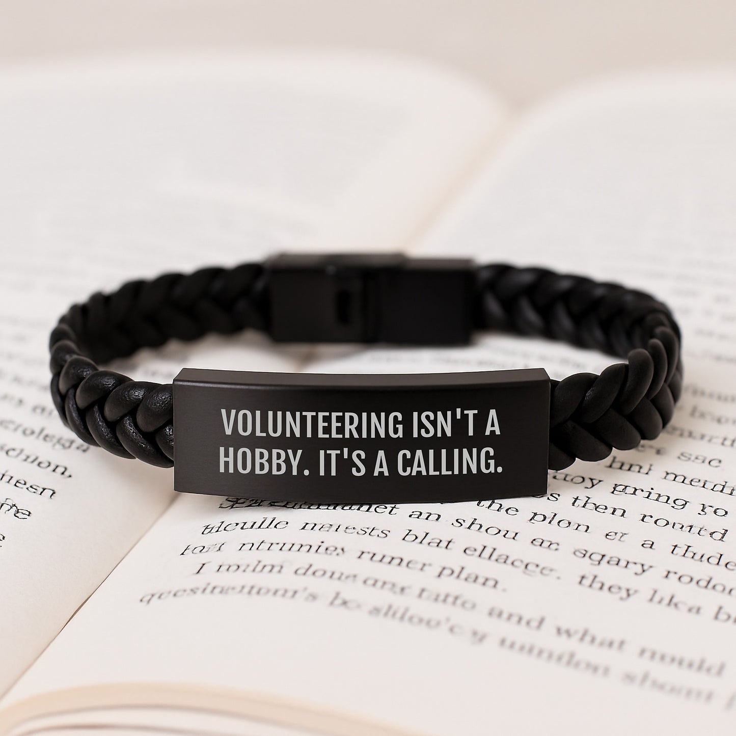 Volunteering Gifts from Friends - Inspiring Interlaced Leather Bracelet, Birthday Unique Presents for Volunteering Enthusiasts, 'Volunteering Isn't A Hobby. It's A Calling.' Quote - Image 3