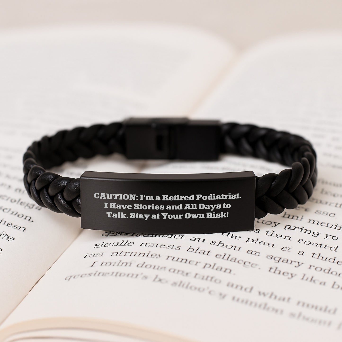 Podiatrist Gifts, Stay at Your Own Risk! Interlaced Leather Bracelet for Graduation, Funny Quote, Gifts from Friends, Gifts for Podiatrist - Image 3