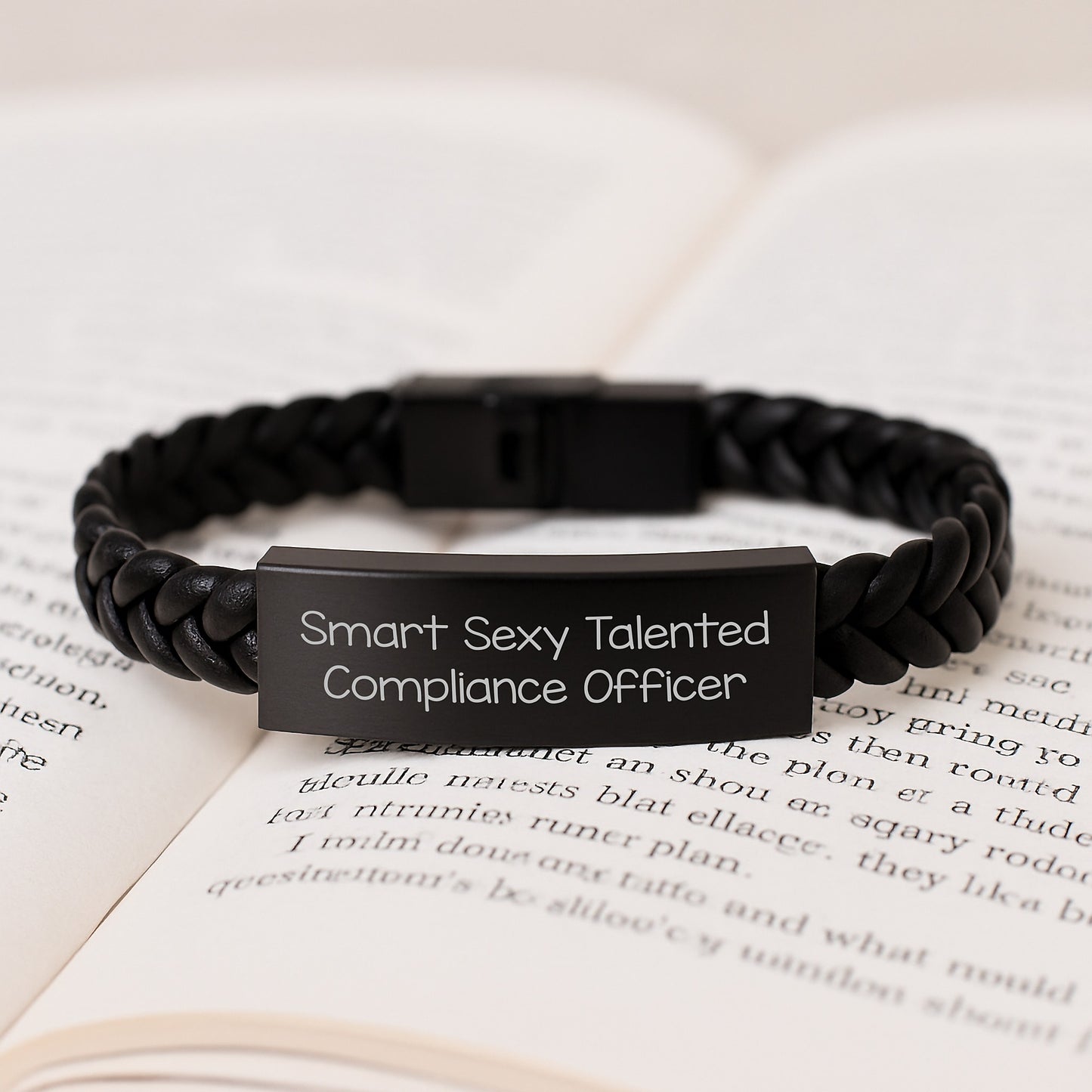 Gifts from Family, Funny Quotes for Smart Sexy Talented Compliance Officers, Interlaced Leather Bracelet for Graduation - Image 3