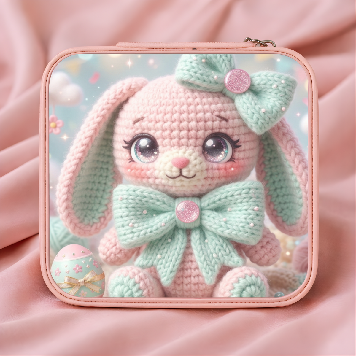 Crochet Bunny Necklace or Keychain, Amigurumi Easter Bunny Jewelry, Cute Rabbit Pendant for Teen Girl, Easter Basket Stuffer Gift
