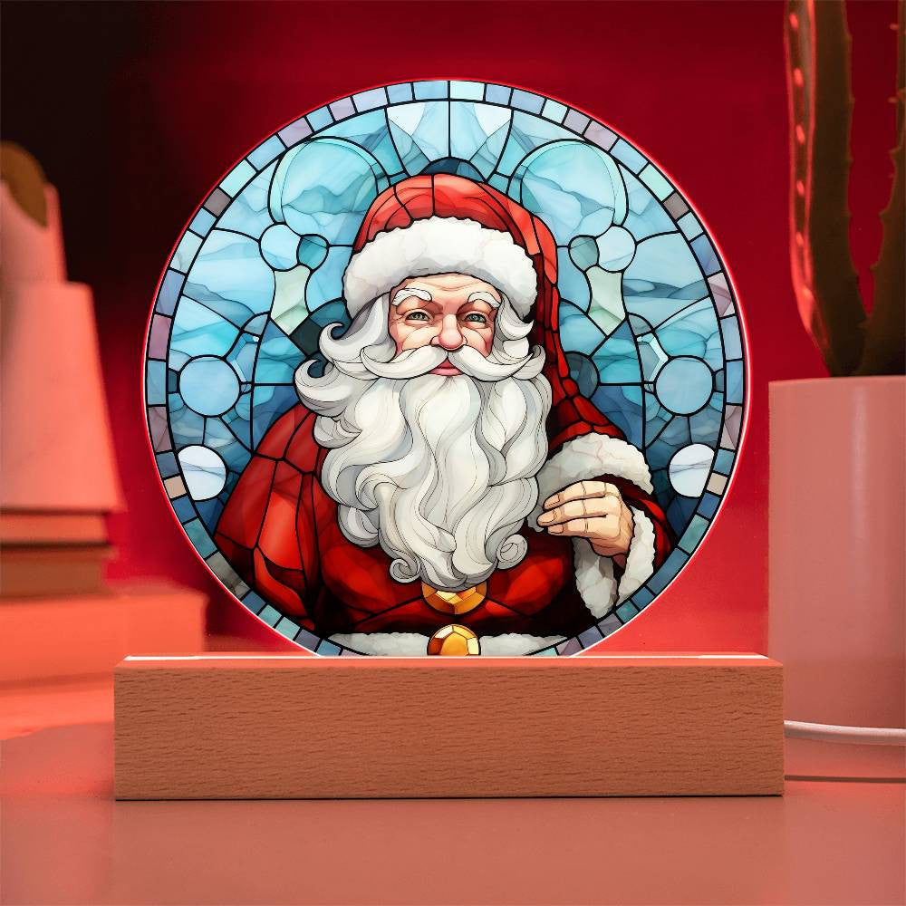 Santa Stained Glass Style LED Night Light