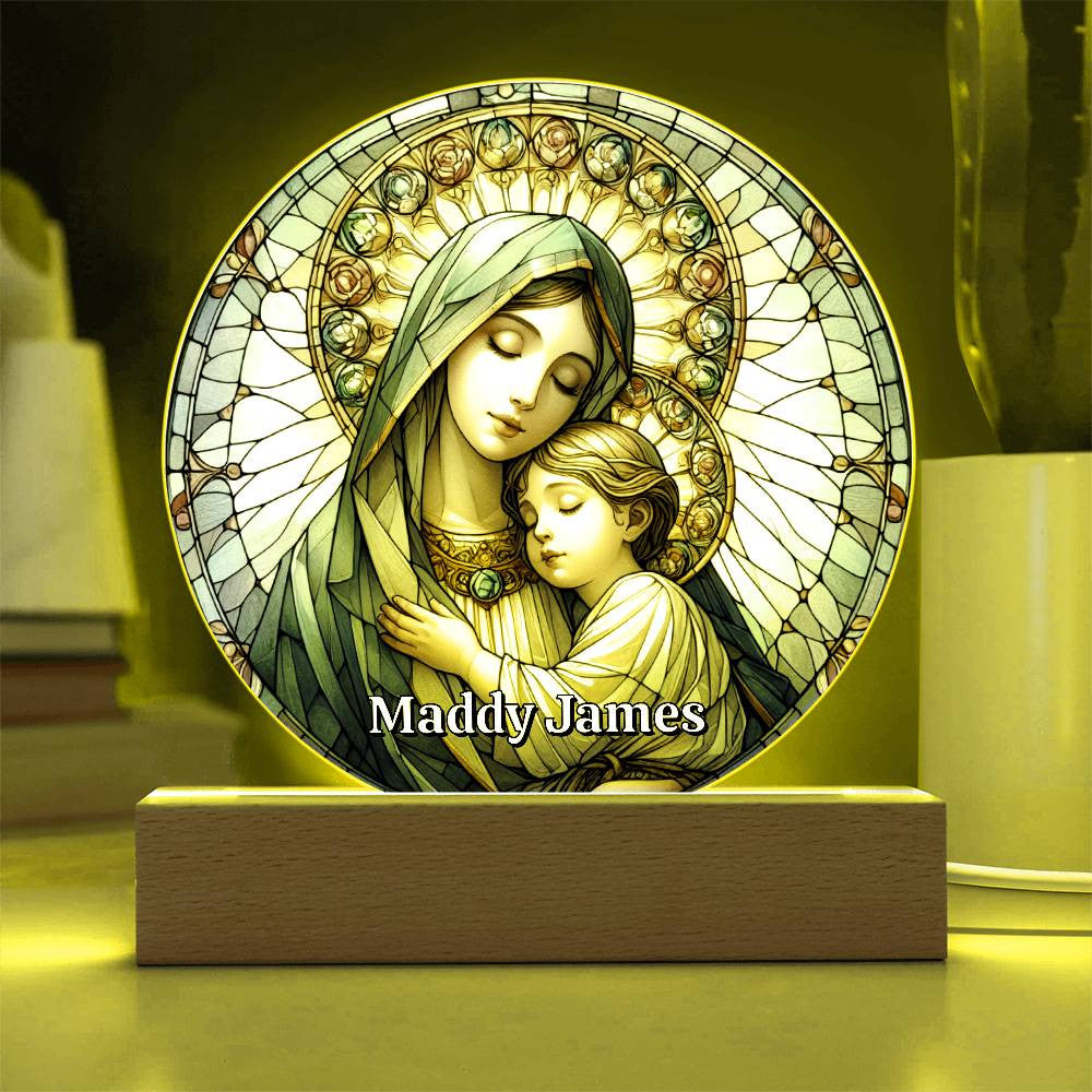 Mary and Baby Jesus Stained Glass Plaque