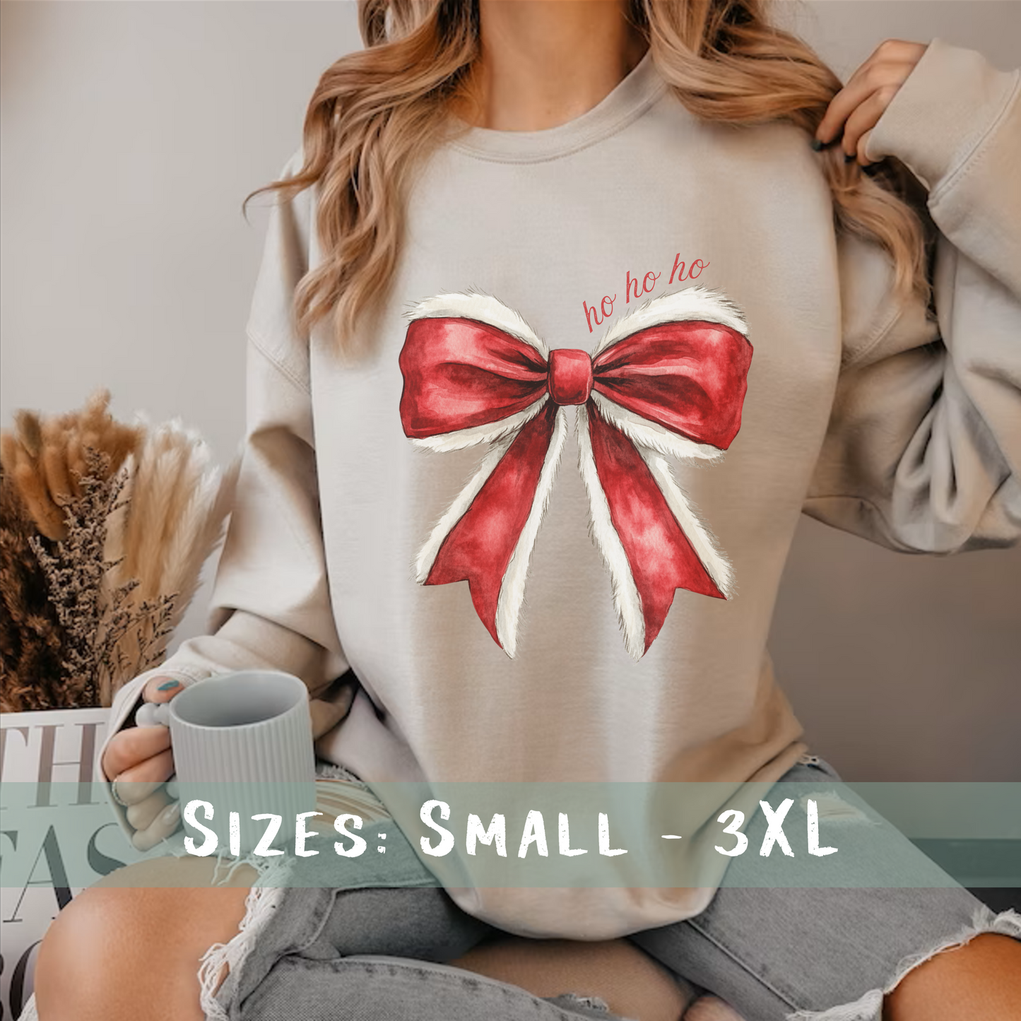 Christmas Ho Ho Ho Bow T-shirt and Sweatshirt