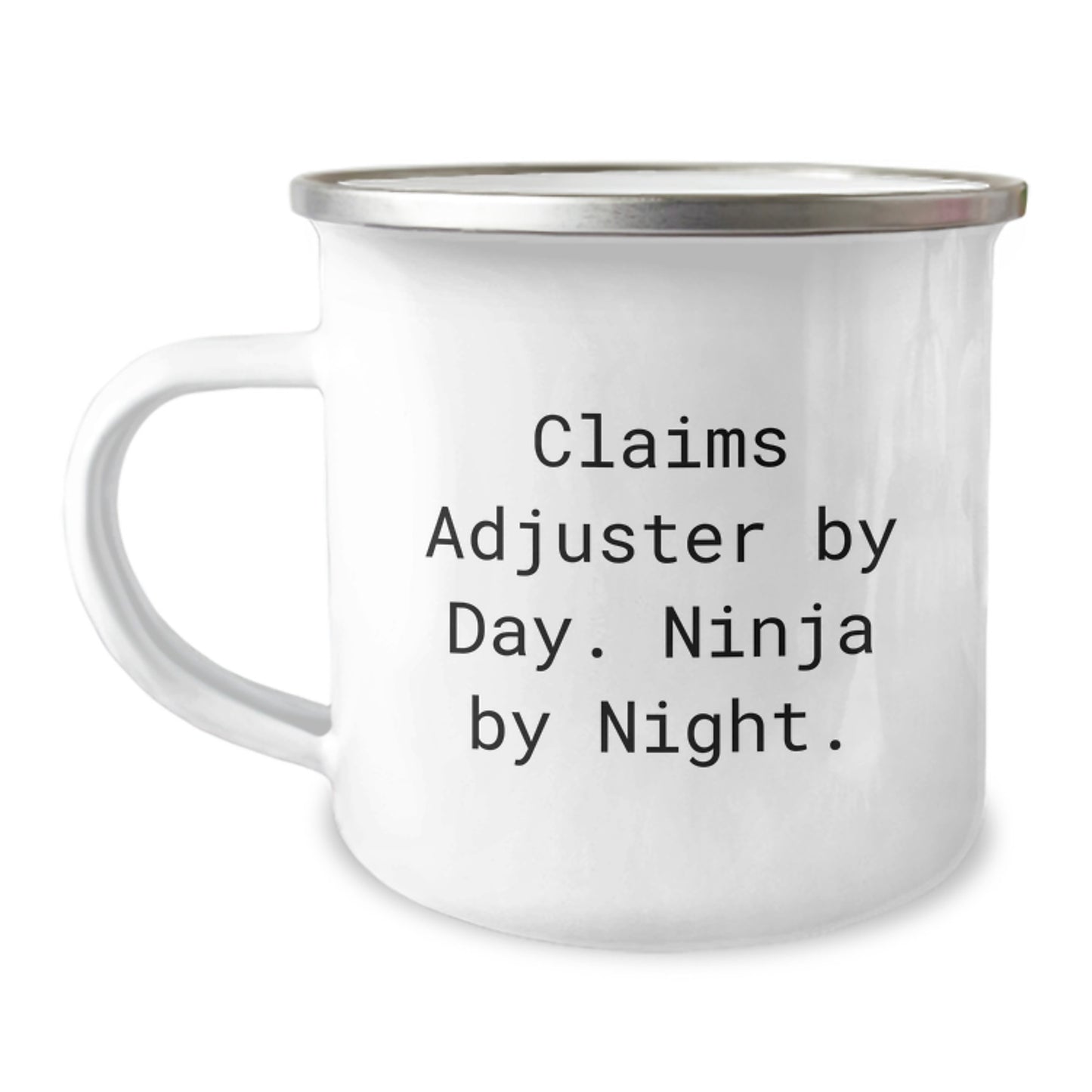 Claims Adjuster Ninja Mug, Funny Birthday Unique Gift from Friends to Men and Women, Camping Mug with Quote 'Claims Adjuster By Day. Ninja By Night.' - Image 1