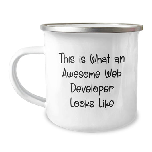Gifts from Coworkers to Web Developers - Funny This Is What An Awesome Web Developer Looks Like Camping Mug for Christmas Unique Gifts - Image 1