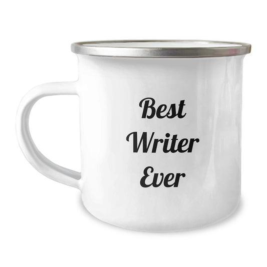 Funny Quote Writer Gifts from Friends for Graduation Unique Camping Mugs, Best Writer Ever, 12 oz Stainless Steel with Enamel Finish - Image 1