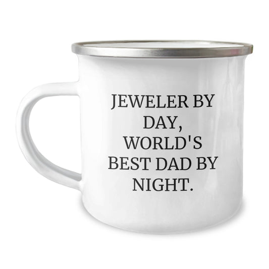 Jeweler Gifts from Family Friends Unique Camping Mug for Men World's Best Dad By Day, Funny Quote - Image 1