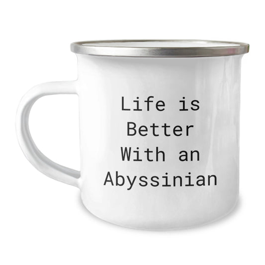 Funny Abyssinian Cat Gifts from Friends to Graduates - Camping Mug with Life Is Better With An Abyssinian Quote, Gifts for Abyssinian Cat Lovers, Men, Women, Family - Image 1
