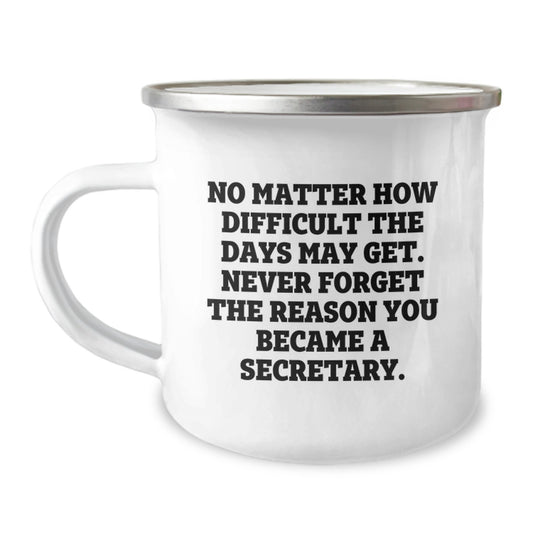 Funny Inspirational Secretary Gifts from Friends - Christmas Unique Camping Mug - Never Forget The Reason You Became A Secretary - Image 1