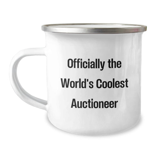 Unique Gifts for Auctioneer Friends and Family - 'Officially The World's Coolest Auctioneer' Funny Camping Mug, Christmas Unique Gifts from Men to Men, Women to Women, Friends to Friends - Image 1