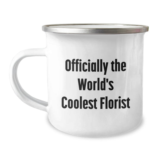 Funny Florist Gifts from Men to Friends, 'Officially The World's Coolest Florist', Camping Mug for Christmas Unique Gifts - Image 1