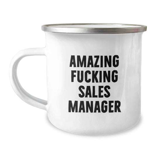 Funny Gift for Sales Manager - 'Amazing F--king Sales Manager' Christmas Unique Gifts from Friends - Ceramic Camping Mug - Image 1