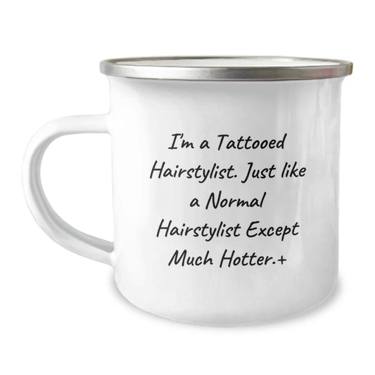 Funny Hairstylist Gifts for Men - Hairstylist Christmas Unique Gifts, Gifts from Men for Tattooed Hairstylist Friends, Camping Mug for Hairstylist - Image 1