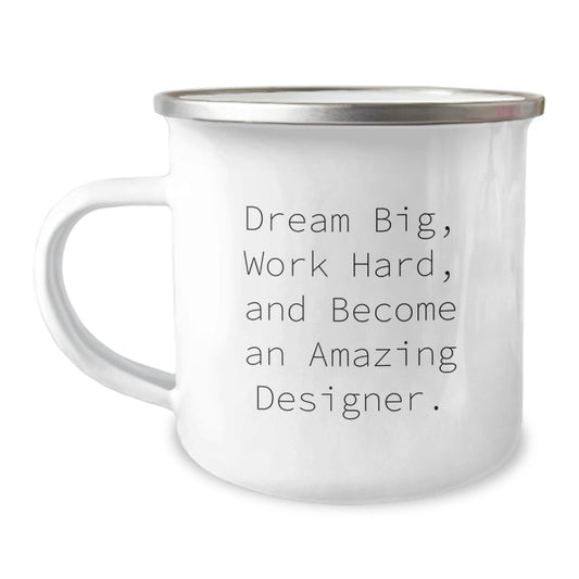 Designer Camping Mug Gifts for Men Women Friends Family - 'Dream Big, Work Hard' Christmas Unique Gifts from Friends and Family - Image 1