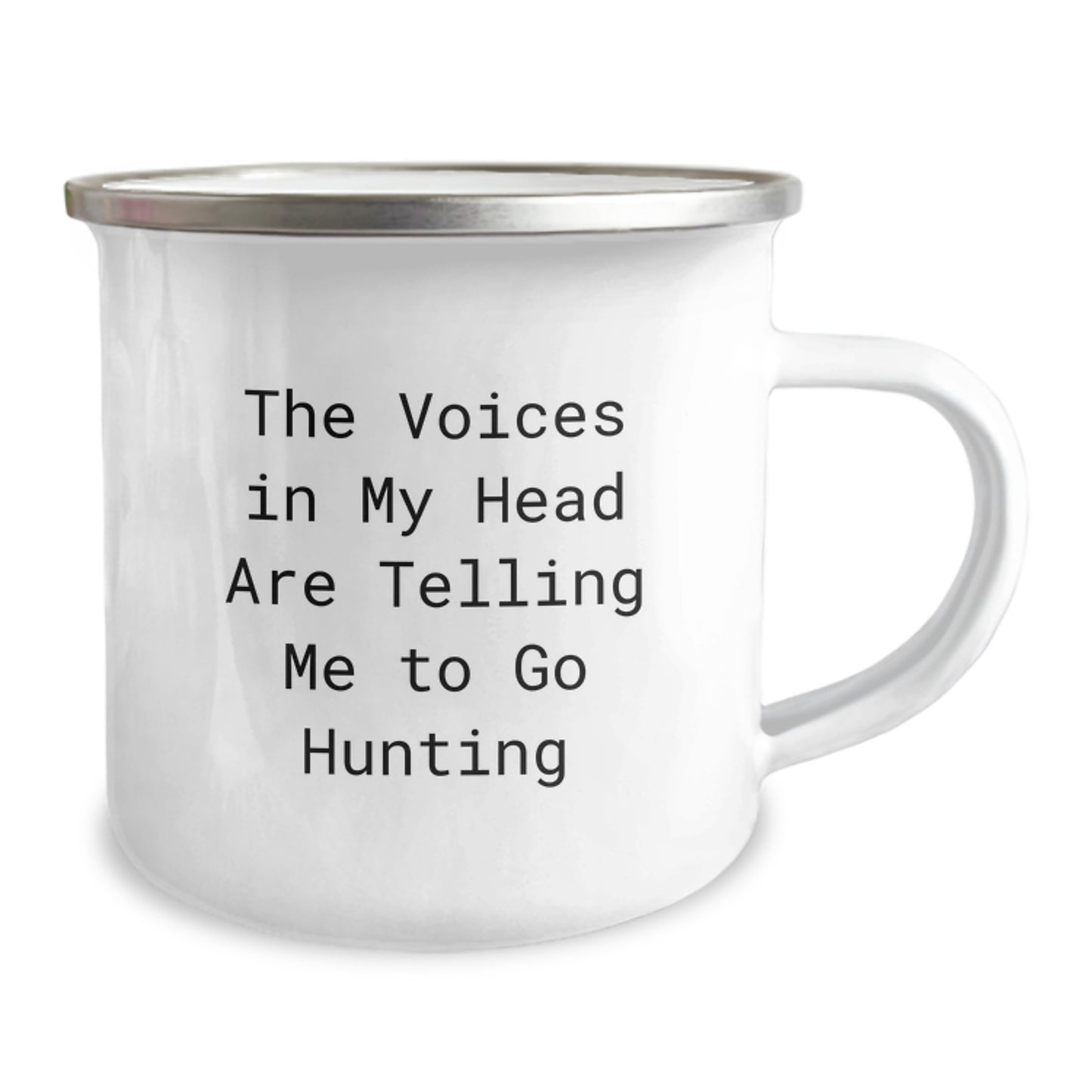 Funny Hunting Gifts from Friends for Men's Graduation, 'The Voices In My Head Are Telling Me To Go Hunting' Camping Mug, 12 oz Stainless Steel - Image 2