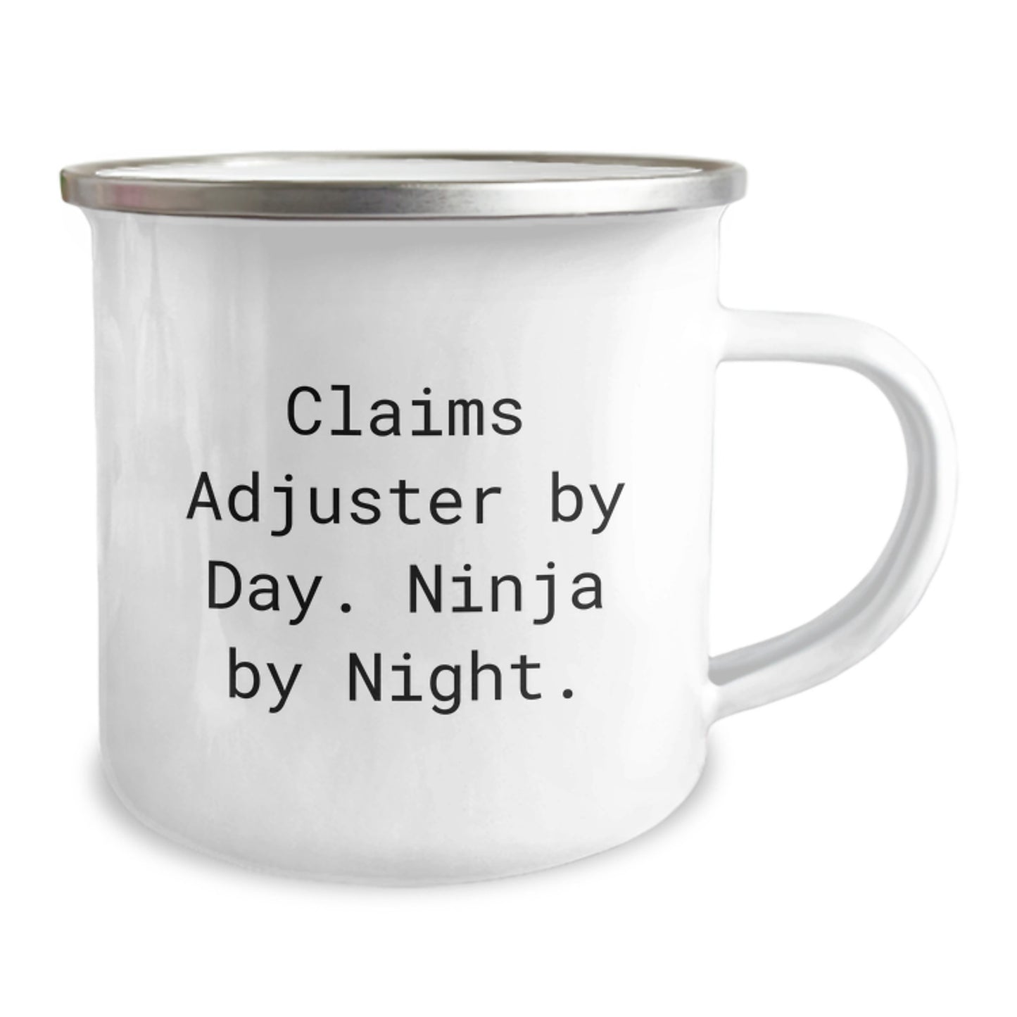 Claims Adjuster Ninja Mug, Funny Birthday Unique Gift from Friends to Men and Women, Camping Mug with Quote 'Claims Adjuster By Day. Ninja By Night.' - Image 2