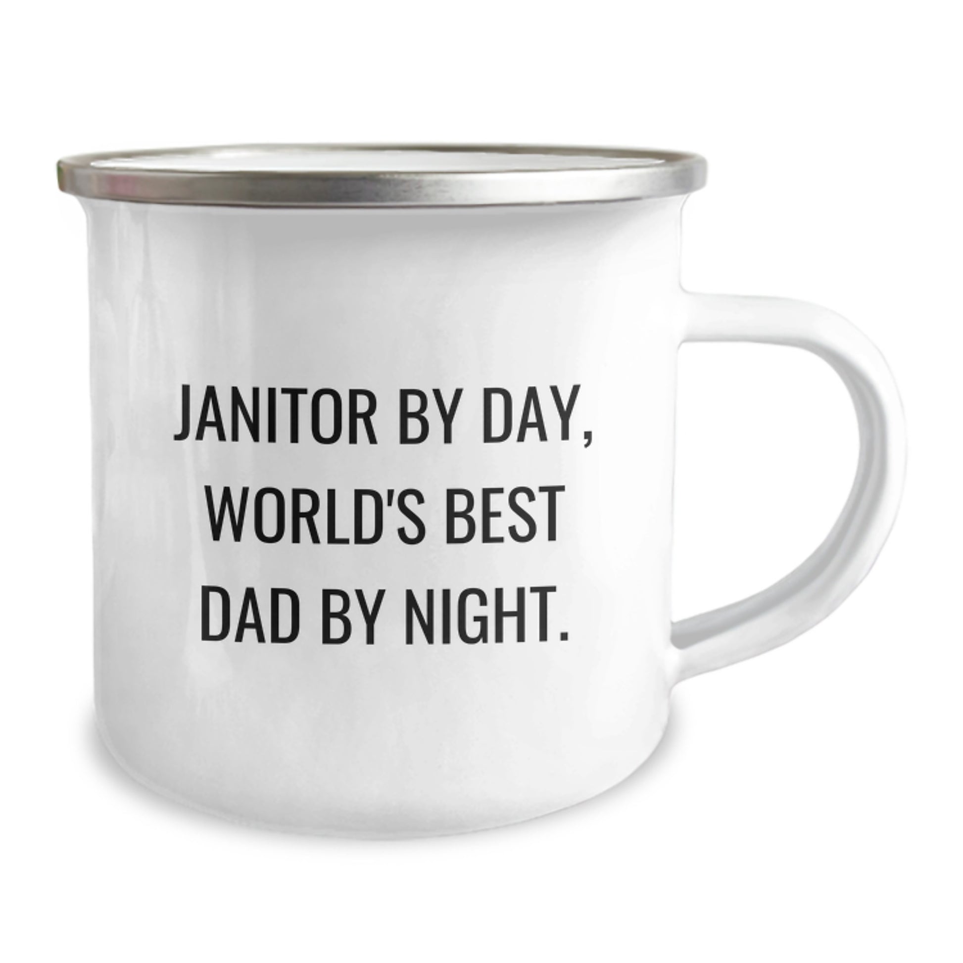 Funny Janitor Gifts from Men - Janitor By Day, World's Best Dad By Night. - 12 oz Camping Mug for Graduation Unique Gifts - Image 2