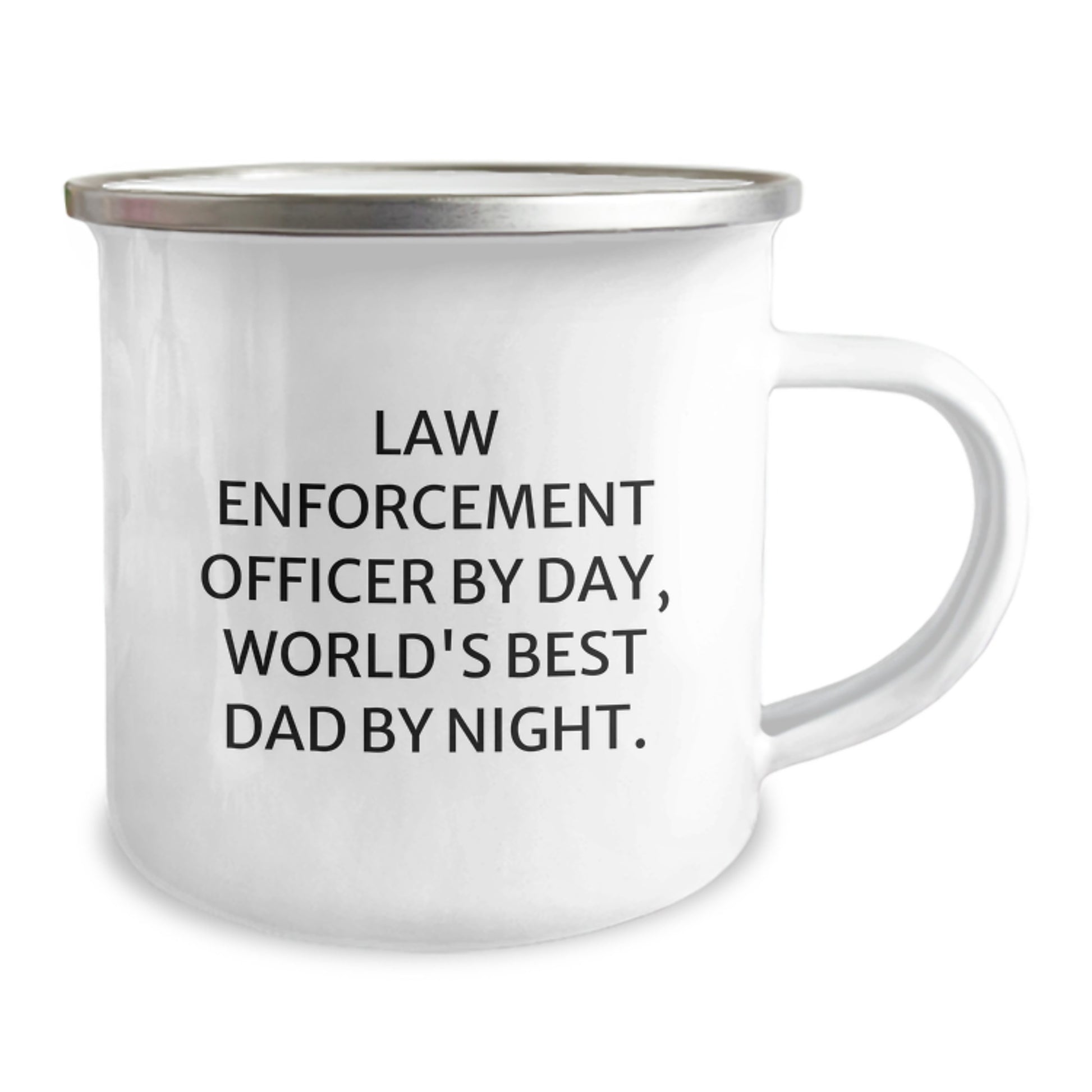 Funny Law Enforcement Officer Gifts, Unique Camping Mug for Graduation, 'Law Enforcement Officer By Day, World's Best Dad By Night.' - Image 2
