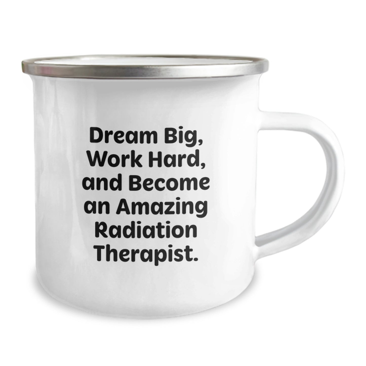 Inspirational Radiation Therapist Gifts for Birthday - Camping Mug 'Dream Big, Work Hard' - Image 2