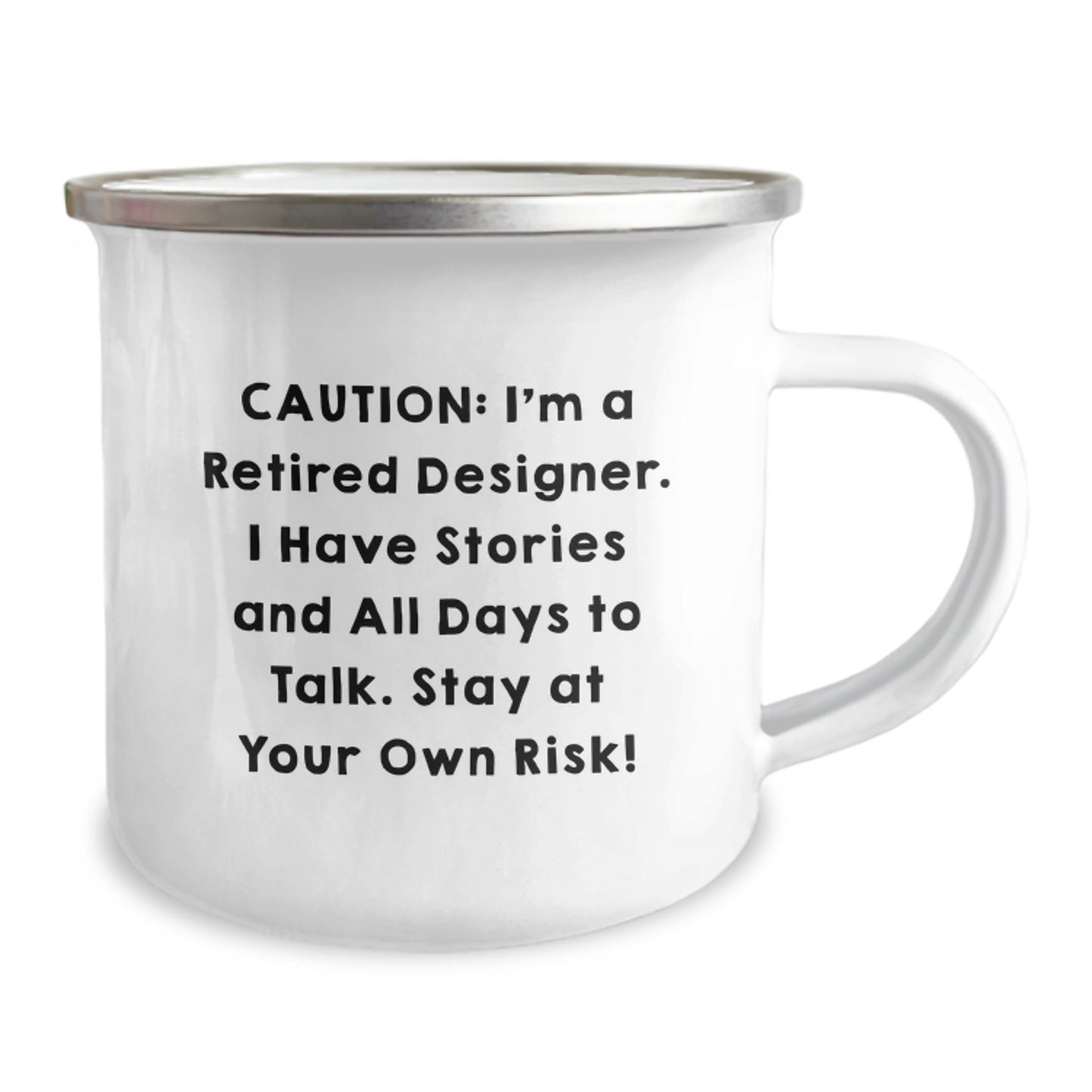 Funny Designer Gifts from Friends and Family - Caution: I'm A Retired Designer Mug - Cute Camping Mug for Christmas - Image 2