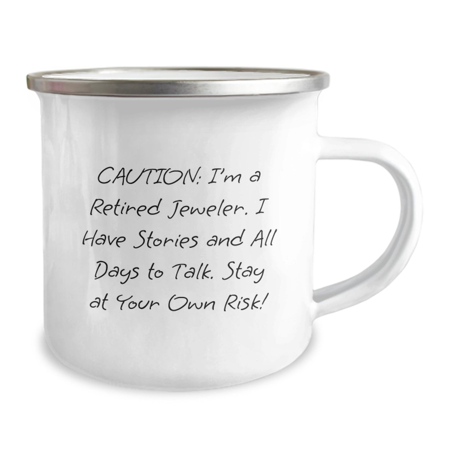 Funny Gift from Friends for Jeweler, Camping Mug with Caution Quote, Best Christmas Unique Gifts for Him, Her, Friends or Family - Image 2