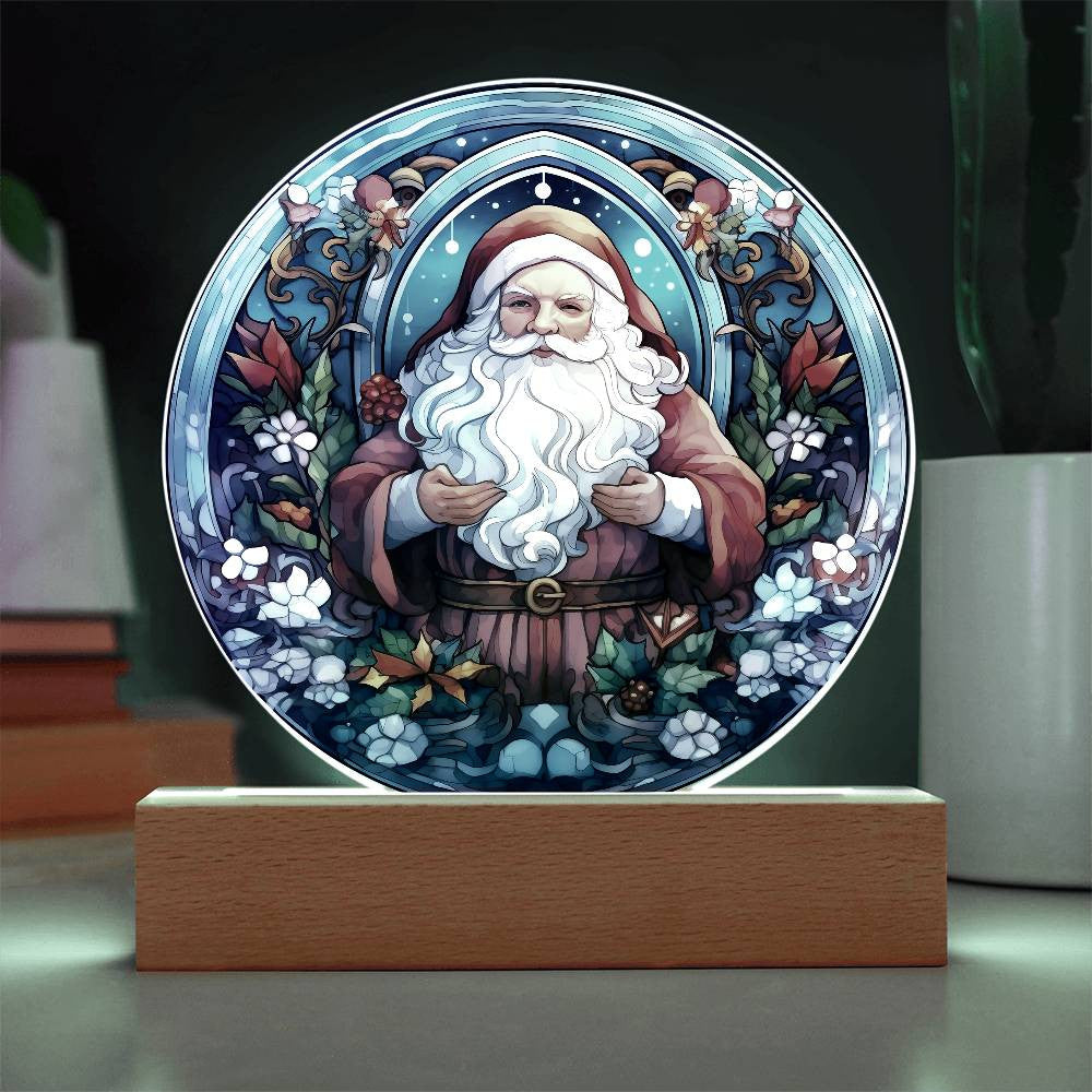 Stained Glass Style Santa Claus Acrylic Plaque