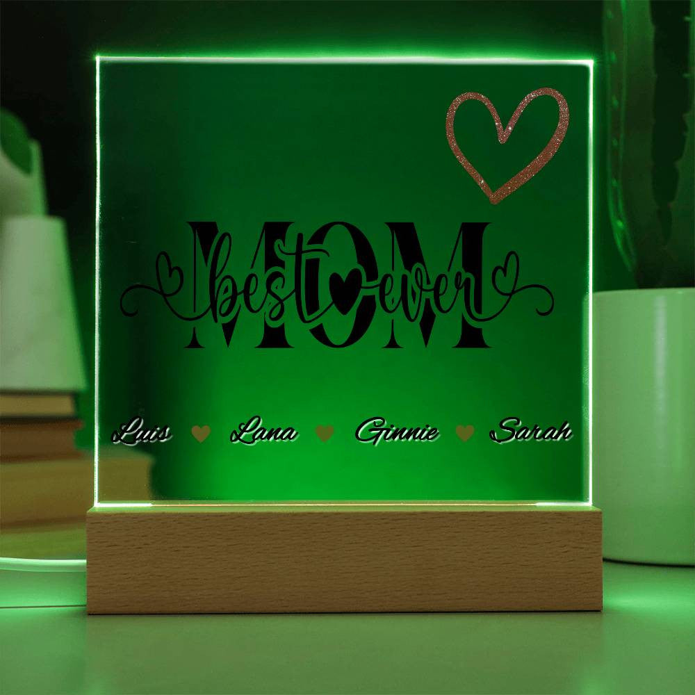 Personalized Best Mom Ever LED Plaque With Kids Names