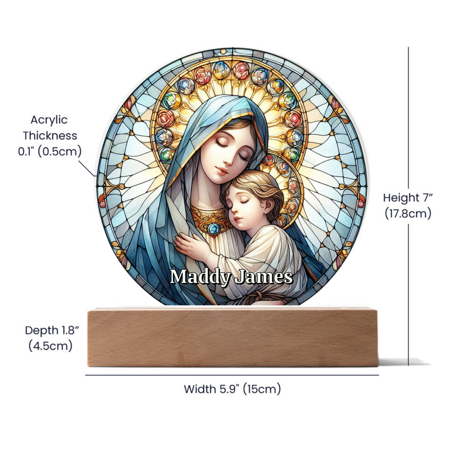 Mary and Baby Jesus Stained Glass Plaque
